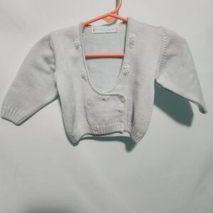 Vintage Bebebo! Light Blue Floral Sweater. 100% Wool. Made in Italy.